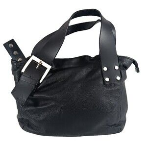 Ripani Italian Black Genuine Leather Shoulder Bag Satchel Buckle Strap Purse